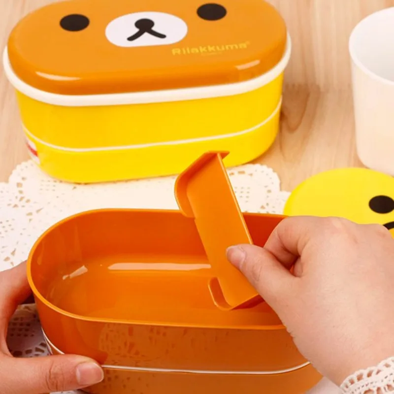 2 Слои модная одежда от бренда Rilakkuma Коробки для обедов Bento Портативный