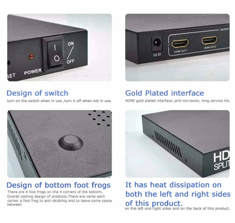 Dorewin HDMI Splitter 8 Порты и разъёмы 1x8 коммутатор 4 К 1080 P 2.0 Дистрибьютор адаптер для HDTV