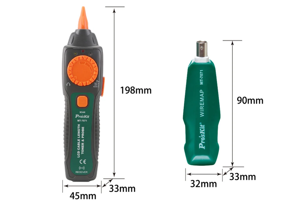 Кабельный тестер Pro'sKit MT-7071 пробой охоты Контрольное устройство ЖКД сетевой кабель Длина тестер детектор Трекер Провода дефектоскоп