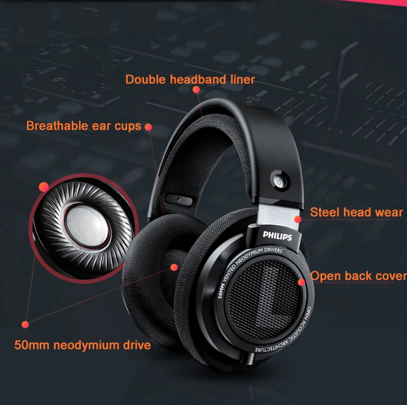 Оригинальные Наушники Philips SHP9500 профессиональные наушники 3,5 мм проводные наушники длиной 3 метра для huawei Xiaomi MP3