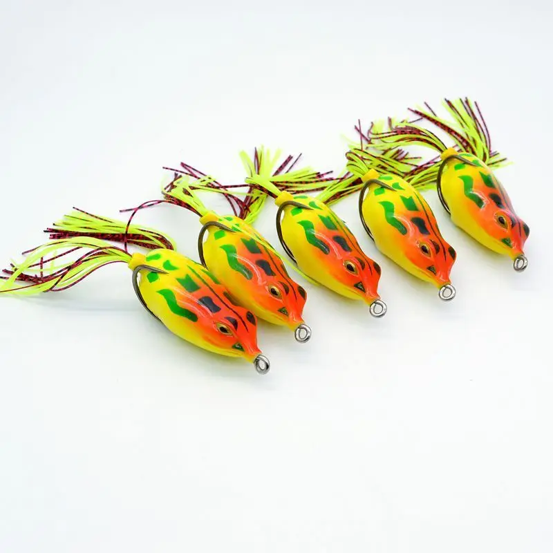 Массовая Качества 5 шт. Лот Мягкая Лягушка Приманки Бас Рыболовные Снасти 5.5 см 13 г