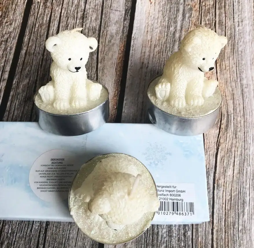 6 шт. свеча в виде белого медведя для свадьбы детского дня рождения сувениры