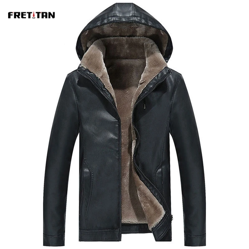 Мужская теплая куртка из искусственной кожи теплого флиса брендовая одежда