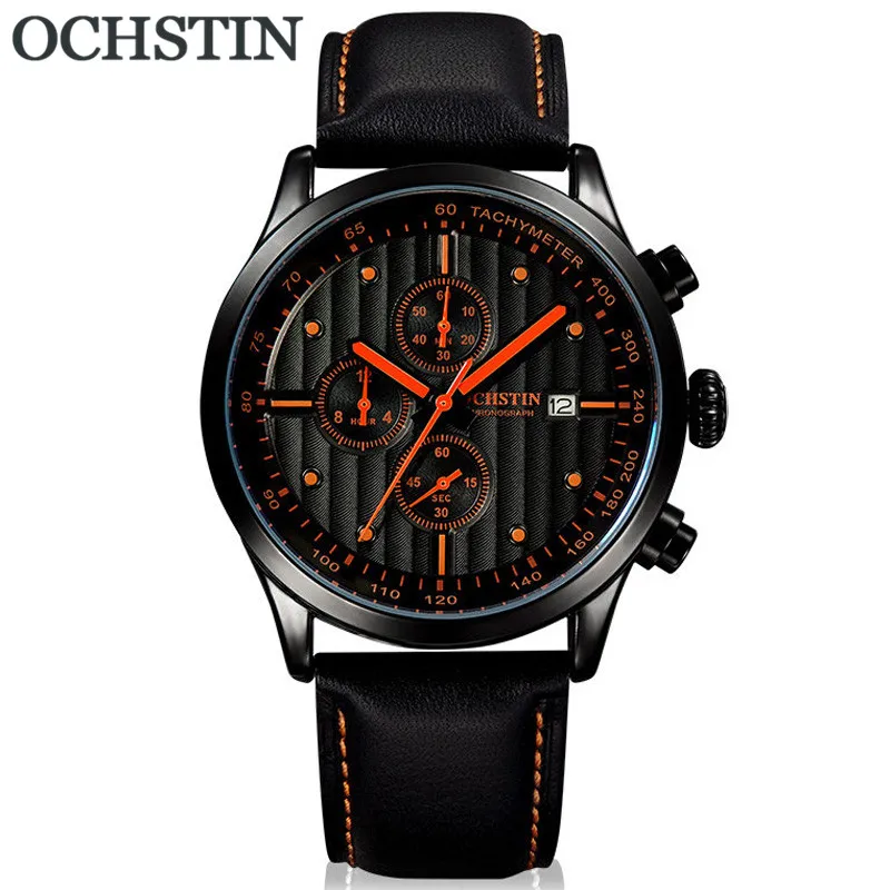 GQ04201 without box OCHSTIN мужские наручные часы Топ люксовый бренд Хронограф Календарь спортивные мужские часы военные армейские из натуральной кожи мужские кварцевые часы 042 - Color: GQ04201 without box