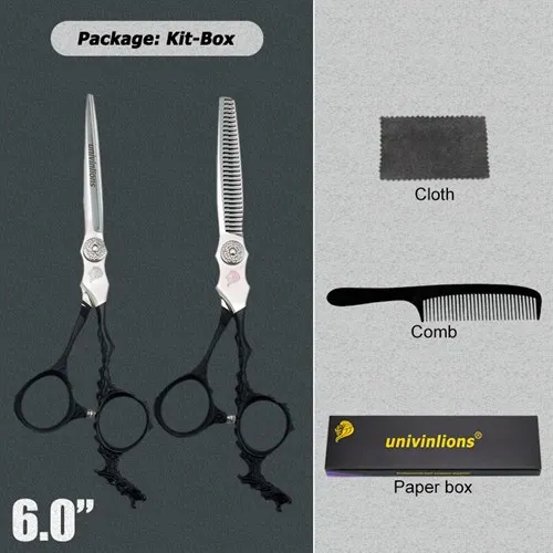 6030black-kit " ножницы для волос с драконом, парикмахерские ножницы, набор, дешевые Профессиональные парикмахерские ножницы, Парикмахерская, стрижка волос, сделай сам, Парикмахерская - Цвет: 6030black-kit