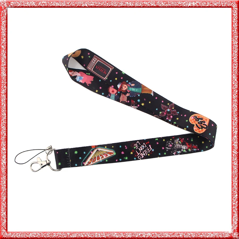 Stranger things Cartoon lanyards for keys in mobile phone straps necklace card holders webbing ribbons keychain keyring E0691