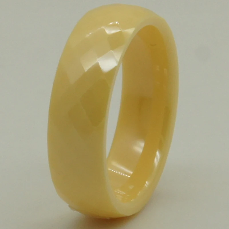 Керамическое кольцо с разноцветным желтым покрытием ширина 6 мм для женщин и