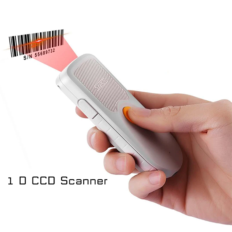 1D CCD Scanner 1D 2D QR сканер штрих-кода портативный мини Bluetooth 4,0 считыватель штрих-кода работает с телефонами, планшетами, ПК с интерфейсом типа C - Цвет: 1D CCD Scanner
