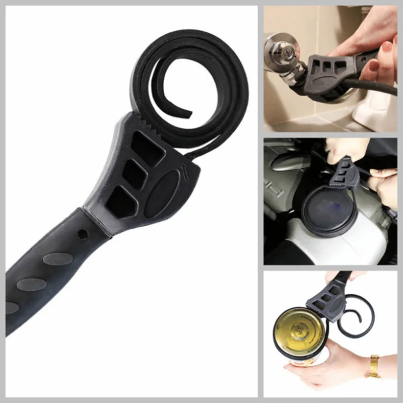 1 шт. 50 см черный гаечный ключ с резиновым ремешком Инструмент регулируемый для