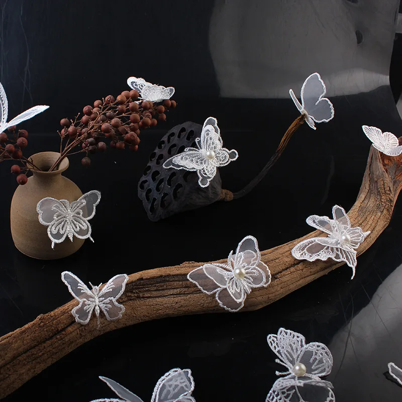 Новинка 2019 белая кружевная вышивка в виде бабочки материалы для рукоделия сделай