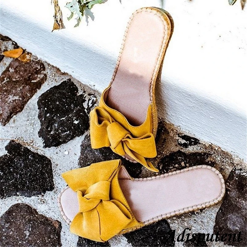 Adisputent/женские шлепанцы сандалии с бантиком пляжные женская модная обувь