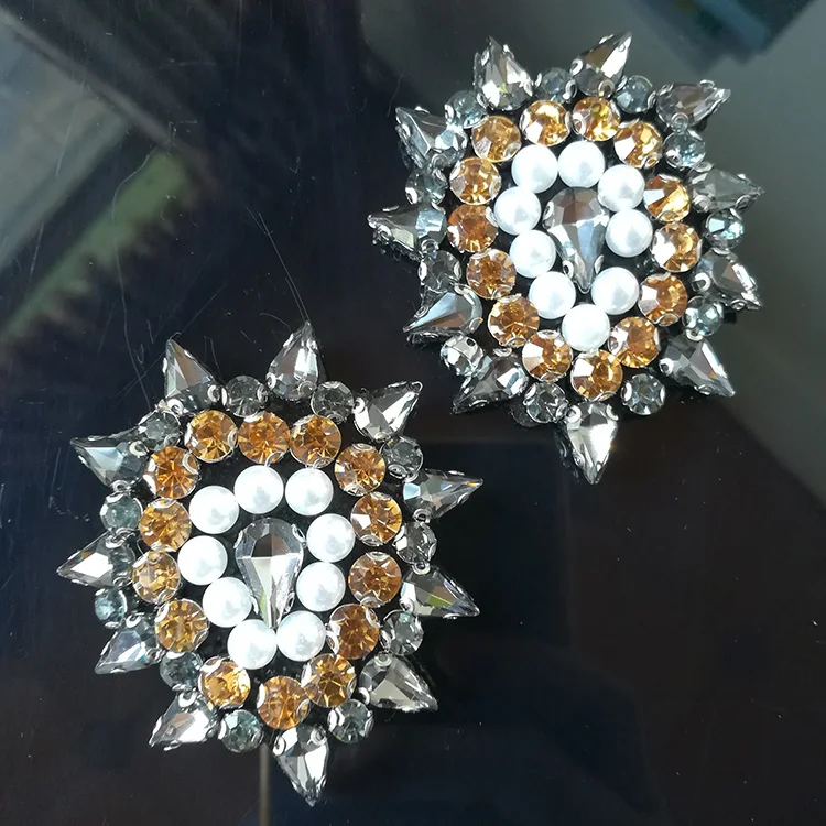 Маленькие желтые критальные нашивки со стразами и бисером Appliques de roupa аппликация