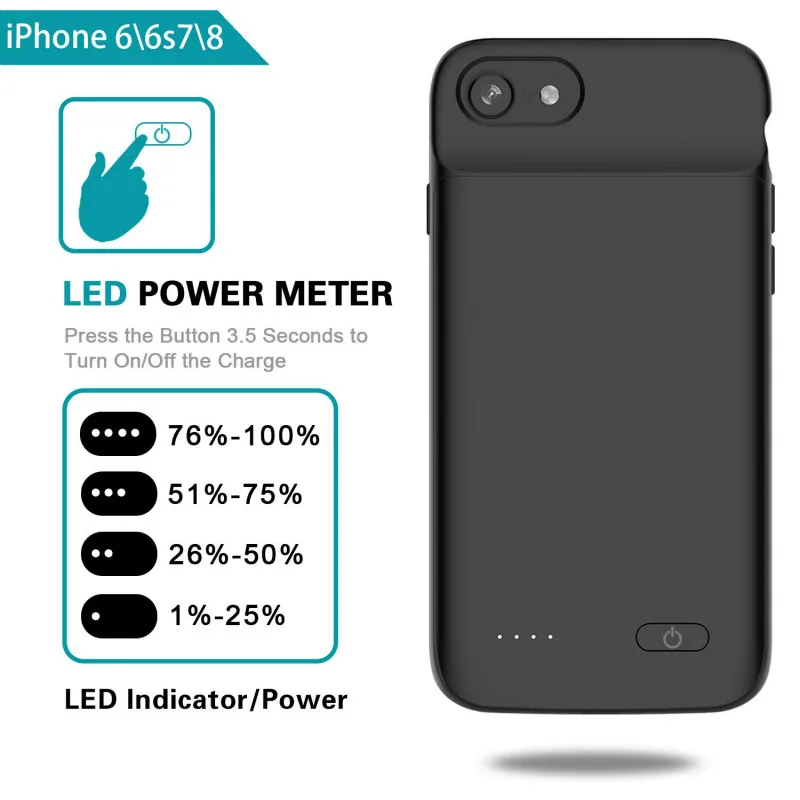 extpower battery charger external back pack case for iphone 6 6s 7 8 battery power bank case for iphone 6 6s 7 8 plus charging free global shipping