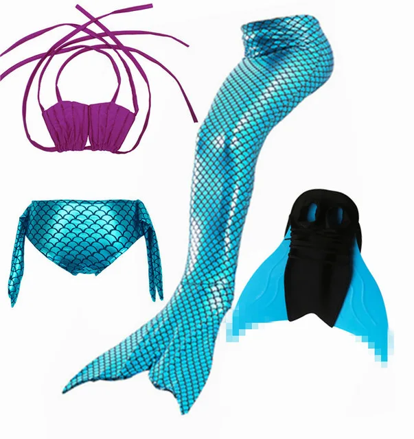 2020 4PCS/Set HOT Kids Girls Mermaid Tails with Fin Swimsuit Bikini Bathing Suit Dress for With Flipper Monofin For Swim |
