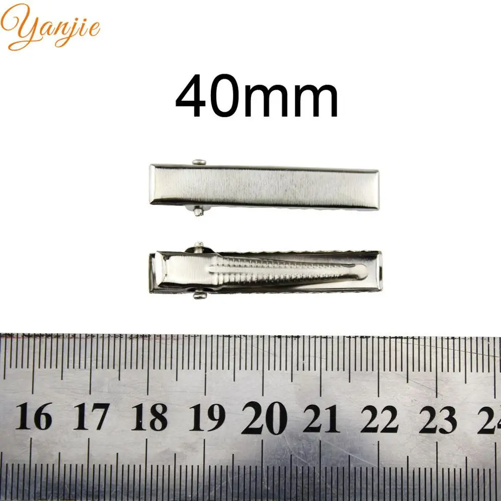 40mm 100 шт./лот, один зубец, крокодил, заколки с зубами, бутиковые заколки для волос, заколки для волос DIY, бант для волос/аксессуары - Цвет: 40mm