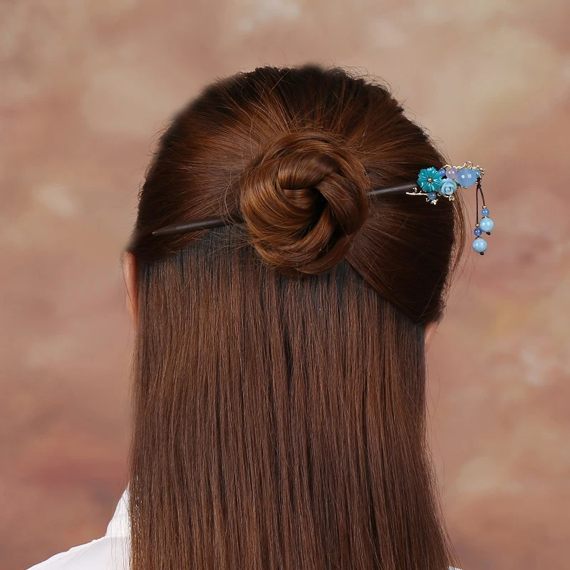 Handmade Vintage Wood Hairwear Accessories Elegant Woman Gift Hair Charm Chinese Style Women Wedding Hairpins 16/18cm |