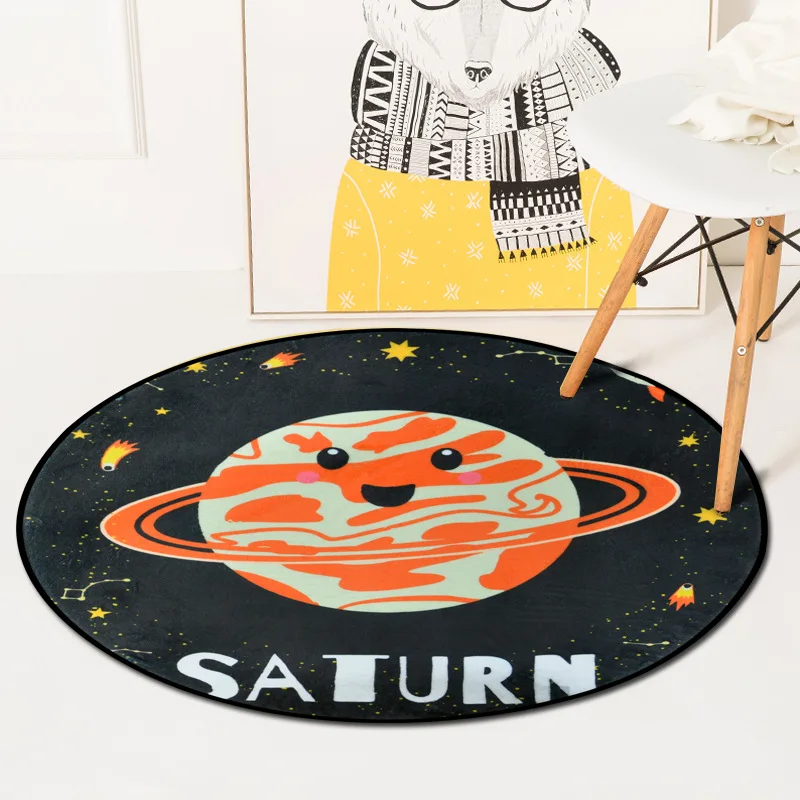Мультяшный коврик с планетами круглый детский для лазания напольный детской