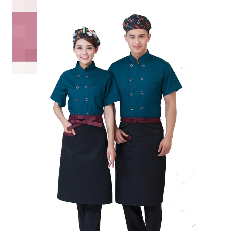 Новинка лета 2017 дышащая двубортная куртка шеф повара ресторана с коротким