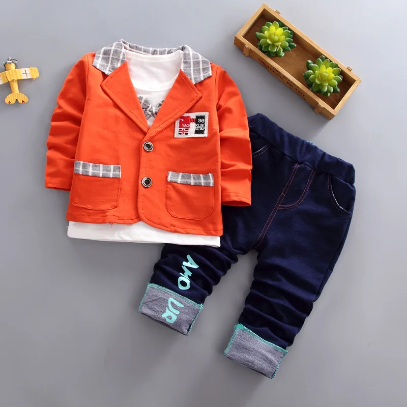 BibiCola 2018 top selling spring autumn kids clothes suit children boy clothing sets new cotton formal hooded 3pcs |