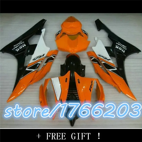 

ABS full fairing kit for YZF R6 2006 2007 orange white black plastic fairings set YZF-R6 06 07 BBF