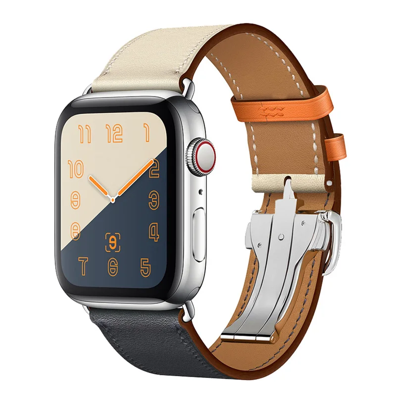 Indigo Craie Orange Ремешок с пряжкой для Apple Watch 42 мм 44 мм Iwatch 38 мм 40 мм серия 4 3 2 1 один тур кожаный ремешок браслет - Band Color: Indigo Craie Orange