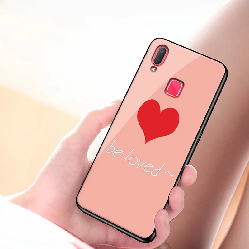 Роскошный чехол из закаленного стекла для Vivo y95 мягкая силиконовая рамка жесткая