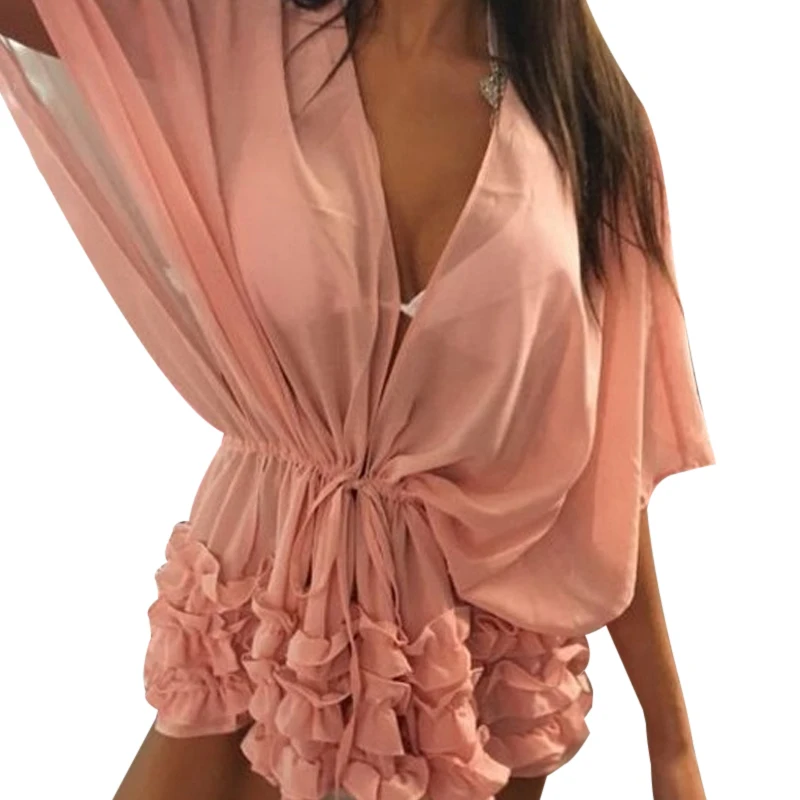 Шифоновые кружевные женские топы с глубоким v-образным вырезом сексуальные блузы