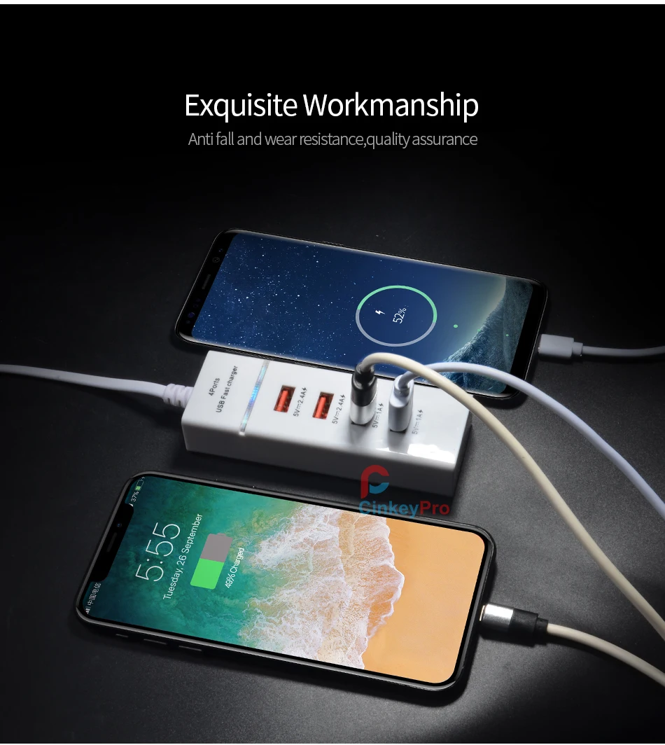 CinkeyPro 4 порта USB зарядное устройство с Светодиодный Светильник настольный адаптер мобильный телефон Быстрая зарядка для iPhone iPad samsung универсальный