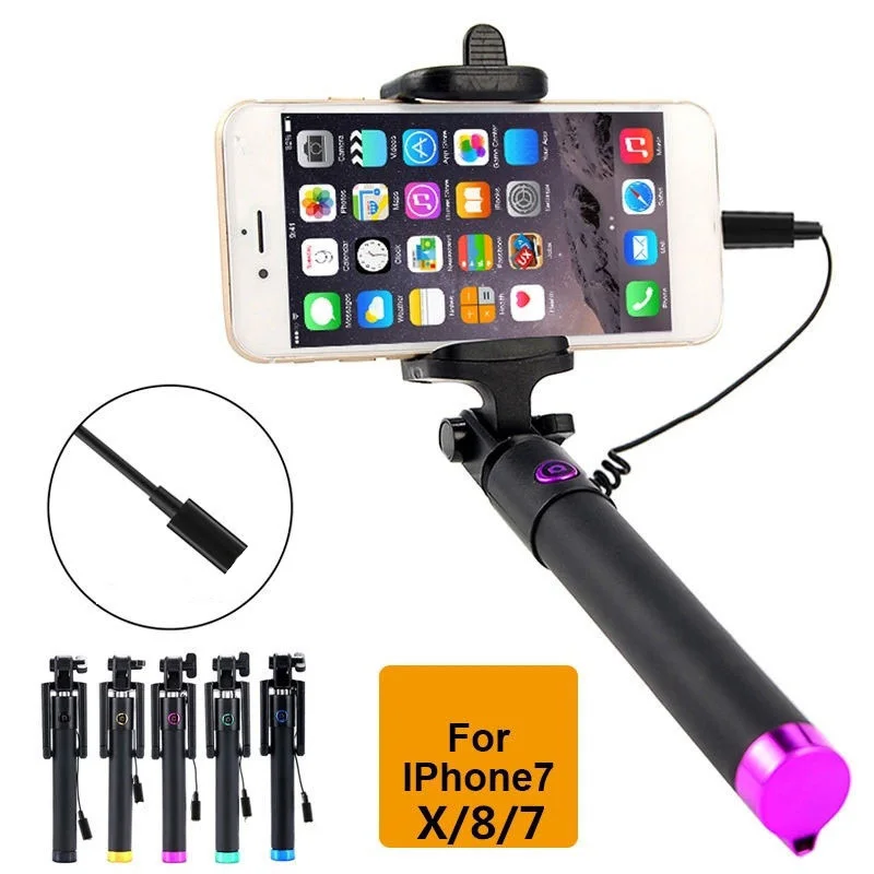 Селфи палка Проводная Для iPhone x xs max 7 ручной монопод для селфи Gopro 8