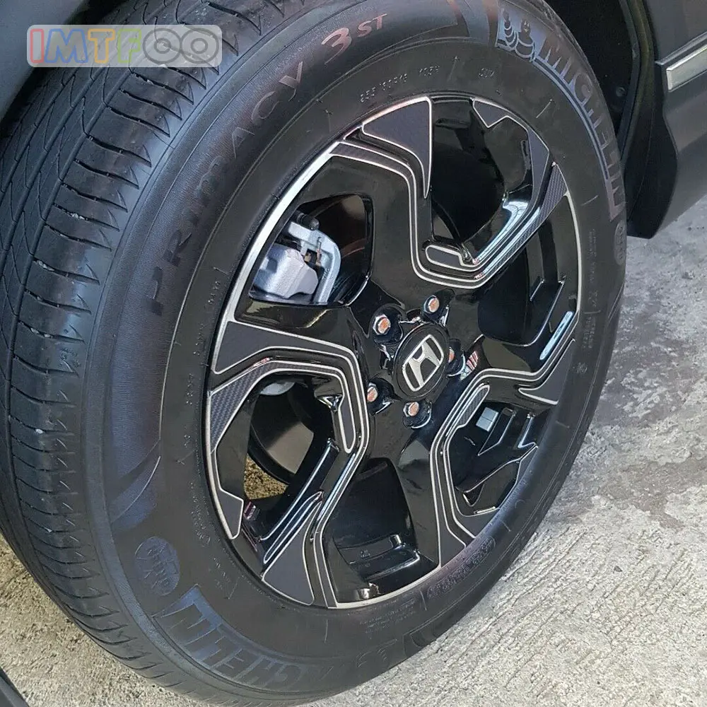 4 шт. (235/60 R18) углеродное волокно текстура колеса наклейка на обод наклейки для HONDA