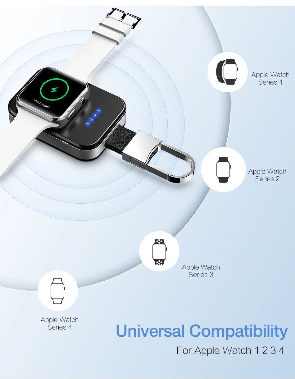 Caseier беспроводной зарядное устройство для Apple Watch 4 3 2 Портативный Беспроводное зарядное мини-устройство для Apple Watch внеш