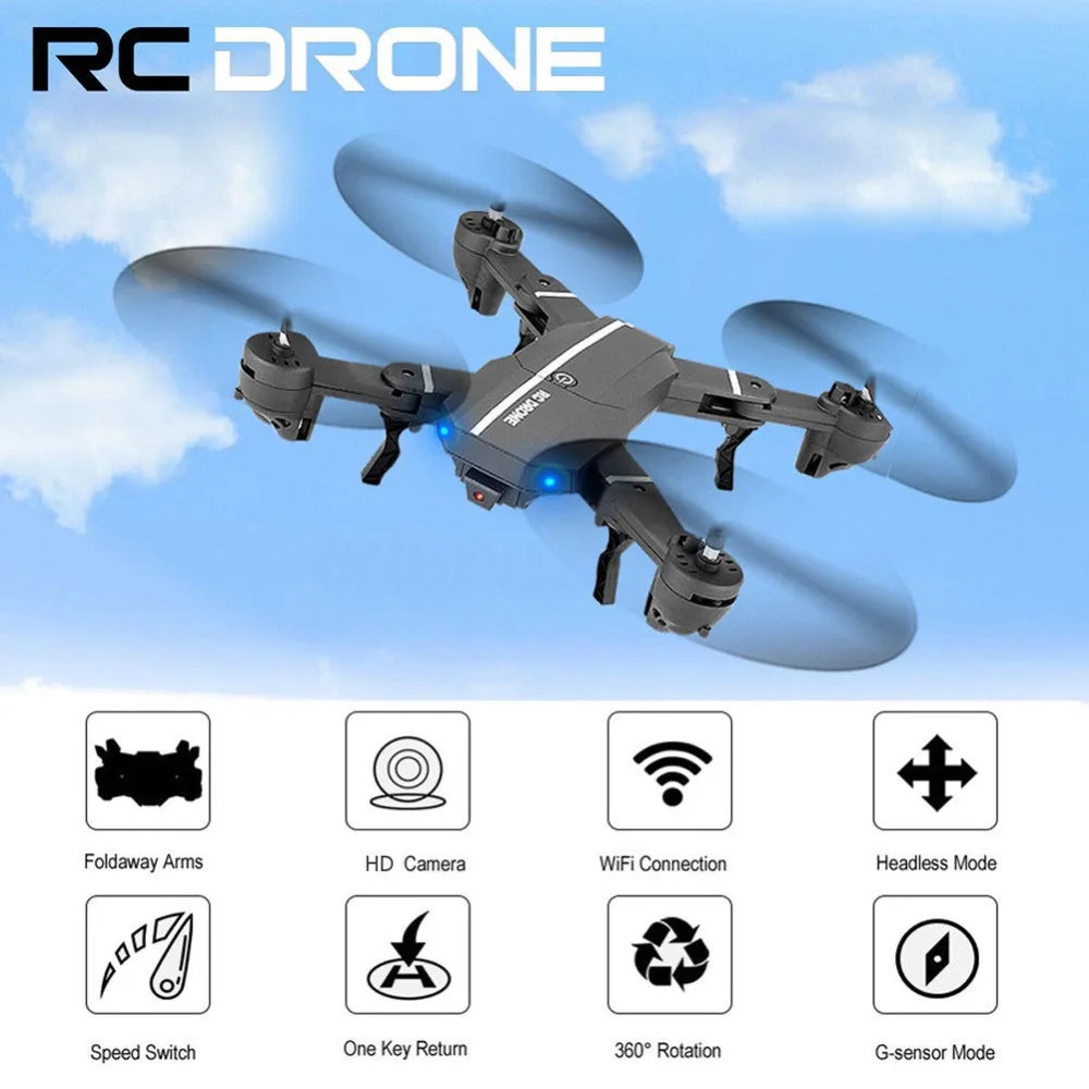 RC Дрон складной Квадрокоптер Вертолет FPV Wifi Безголовый режим 3D ролловер 2 4 ГГц