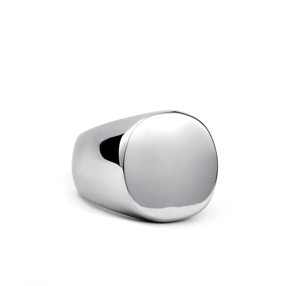 Кольцо для мужчин из полированной 316L нержавеющей стали "High Roundness" с твердым печатным орнаментом в стиле байкера.