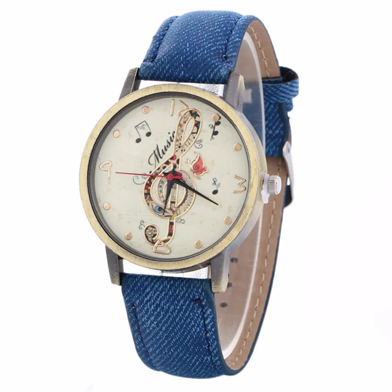 Кожаный Relojes Кварцевые часы Женские часы повседневные часы с музыкальными нотами круглые часы reloj de mujer хороший подарок 5 - Цвет: 2