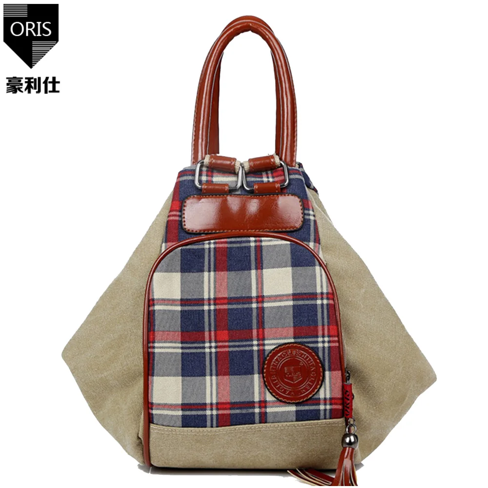 ORIS модные женские туфли сумки повседневные парусиновые плед одного плеча сумка