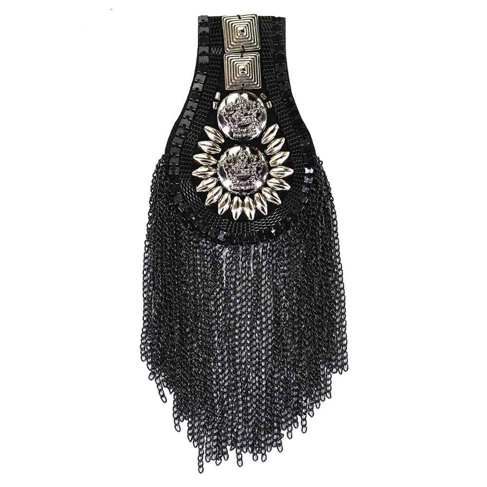 2 шт. металлический эполет с бусинами цепочкой и кисточкой|Заплатки| |