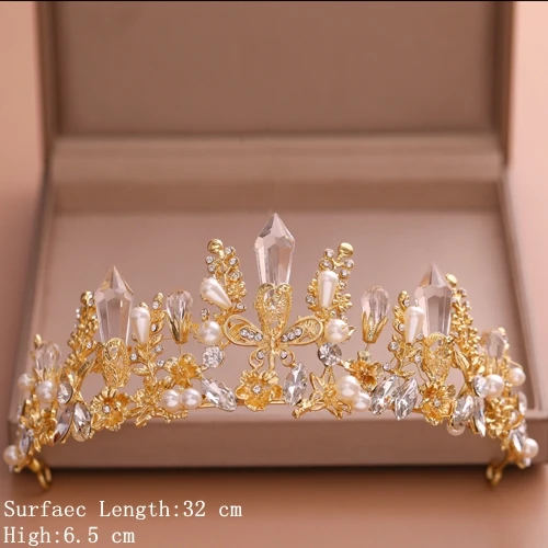 Gold Color Хрустальные Свадебные короны для невесты, корона для волос, тиара, золотые свадебные аксессуары для волос, Хрустальная свадебная тиара для женщин, свадебные украшения для волос - Окраска металла: Gold Color