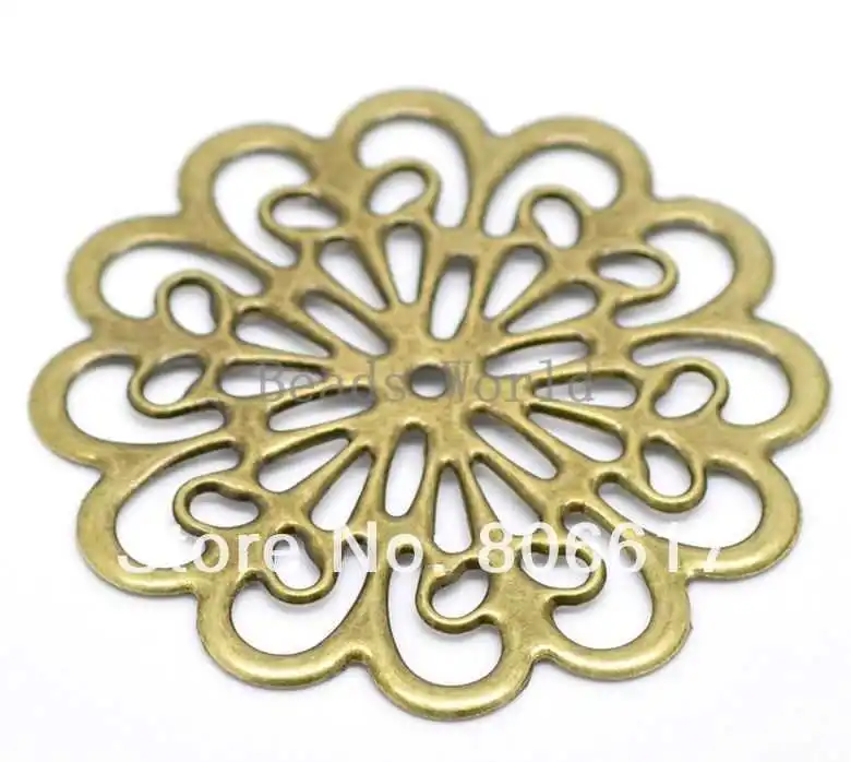 

Best Quality 20 Pcs Bronze Tone Filigree Flower Wraps Connectors Embellishment Jewelry Findings 60x60mm(W03497)