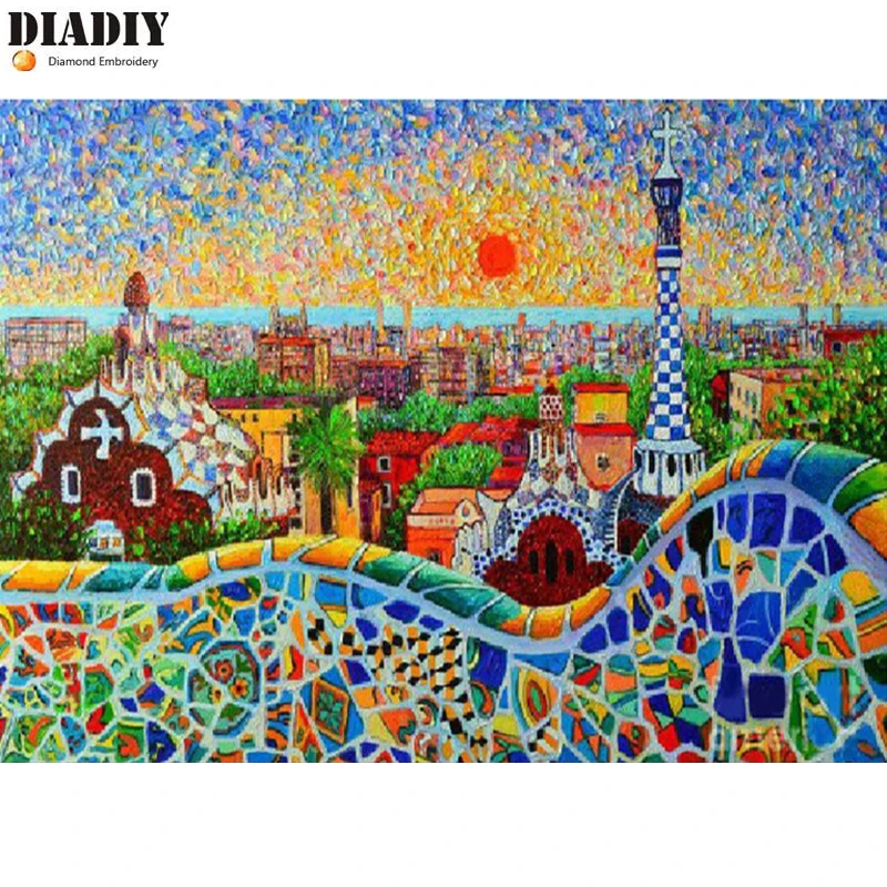 DIADIY 5D алмазная живопись Рассвет Испании вышивка полноразмерная Алмазная