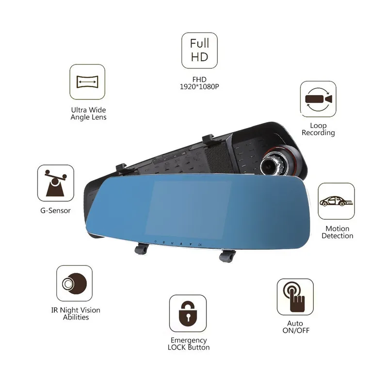 Fonwoon 5 &quotNovatek 96655 зеркало заднего вида DVR Автомобильная камера Full HD 1080P