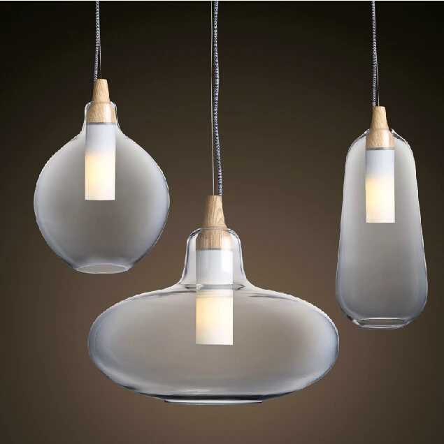 Современная стеклянная подвеска свет натуральный изогнутый прозрачный кулон