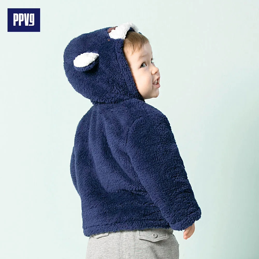 Ppvg Прекрасные Медведь капюшоном Zip-Up Fleece Пальто и пуховики для малышей | Детская