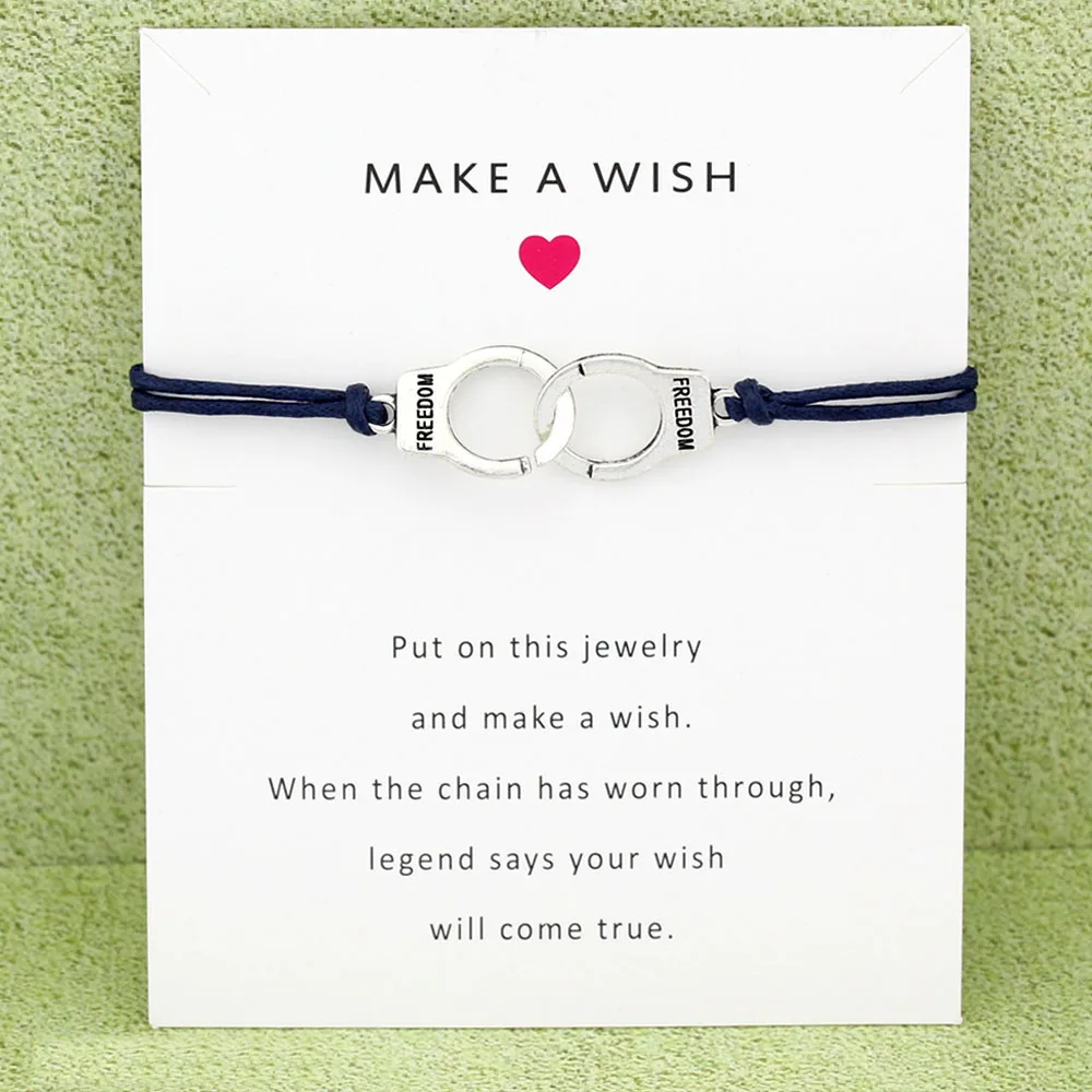 Наручники с двойными сердцами Love античный серебряный шарм браслеты карточками