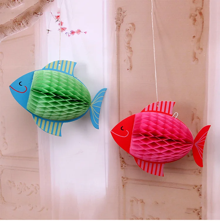 1 шт. бумажные подвесные фонари в виде рыбок и птиц для украшения сада|lantern for