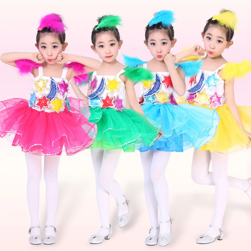 Новинка 2017 Детские современные танцевальные костюмы со звездами и луной детская