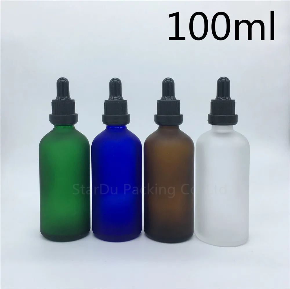 

travel bottle 100ml amber green blue Transparent frosted glass essential oil bottle, tamper evident dropper bottle 200pcs/lot