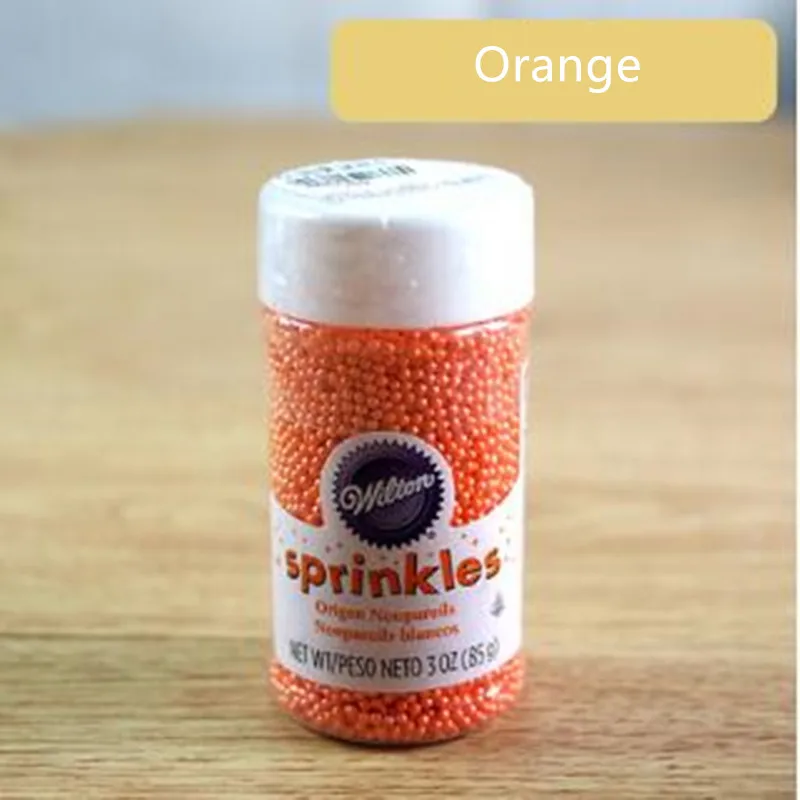Оригинальные сахарные бусины Wilton 9 цветов сахарные бусины для торта цветные декоративные сахарные бусины цветные рождественские украшения - Цвет: Оранжевый