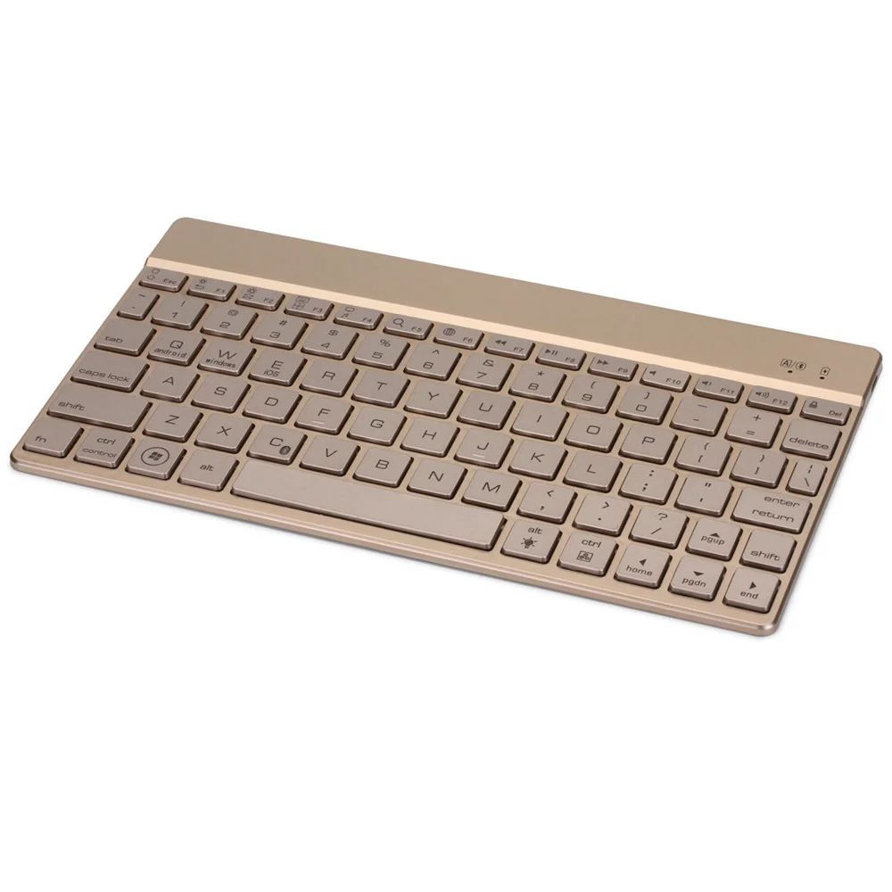 Тонкая портативная беспроводная алюминиевая Bluetooth-клавиатура со светодиодной