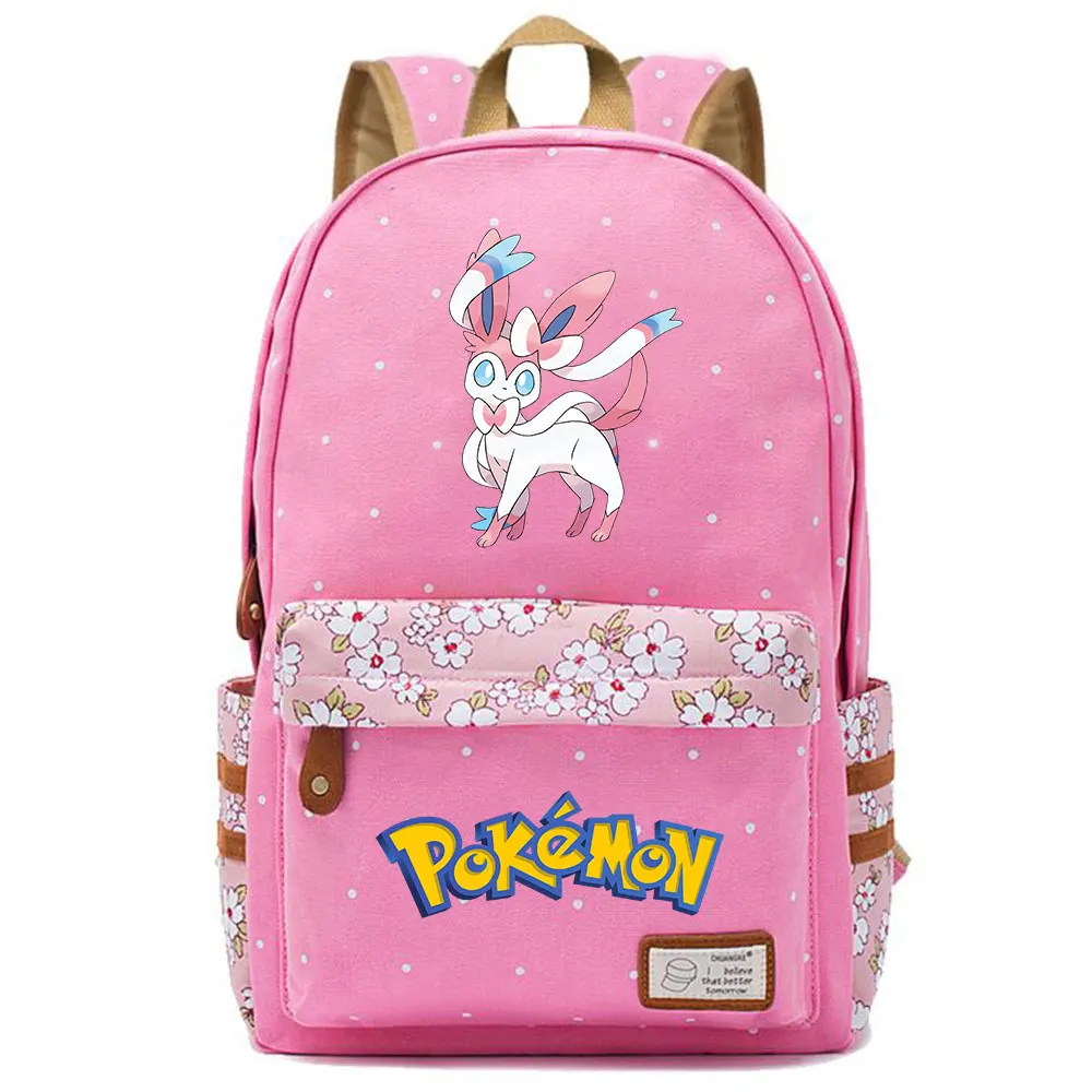 703CHK-12 Eevee Espeon Flareon Glaceon Jolteon школьная сумка в горошек для мальчиков и девочек, женская сумка, школьная сумка для подростков, Холщовый женский рюкзак - Цвет: 703CHK-12