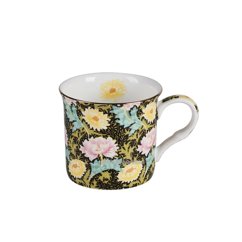 Золотая кружка Вильям Моррис с хризантемой позолоченная кофейная молочная чашка